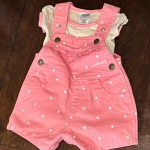 Carhartt Pink Overalls and Onesie 3 months